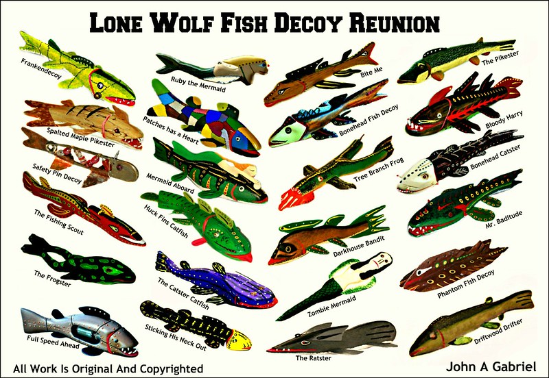JohnGabriel69's tweet photo. Fish decoy poster I did back in 2010 for a handful of friends. #Patches #Frankendecoy #spalted #maple #frogster #Pikester #HuckFins #fishdecoy #Catster #Bonehead #Darkhouse #Bandit #Zombie #Mermaid #Bloody #Harry #Baditude #Phantom #Driftwood #fishing #decoy #fish #catfish #pike https://t.co/nK0sqYOq9X