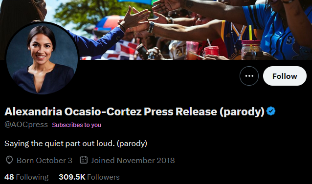 There's no way the real AOC just subscribed to me