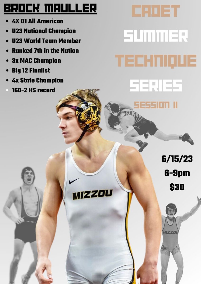 Session 2 of the Cadet Summer Series has been announced! Fire up for 4x D1 All-American Brock Mauller! Come out to the CBC wrestling room on June 15th from 6-9! Wrestlers of all ages and levels are welcome! $30 sign up on the Google sheet or at the door! nam02.safelinks.protection.outlook.com/?url=https%3A%…