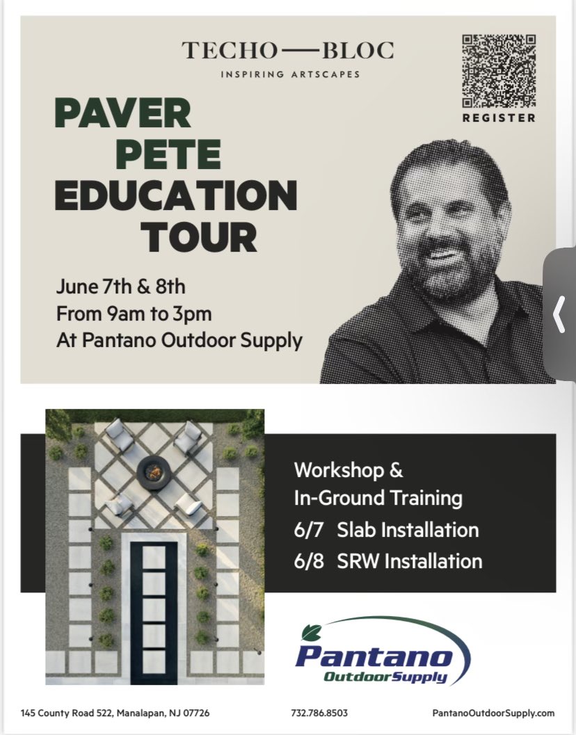 #pantanooutdoorsupply #newjersey June 6 &amp; 7 #concretepavingslab and #retainingwall #srw training for #hardscapers #landscapers #landscapearchitects #landscapedesigners  🌧️ or ☀️ 
<a href="/hardscpmechanic/">Rich Bischoff</a> <a href="/HardscapeSocial/">Ryan Ravalli</a>