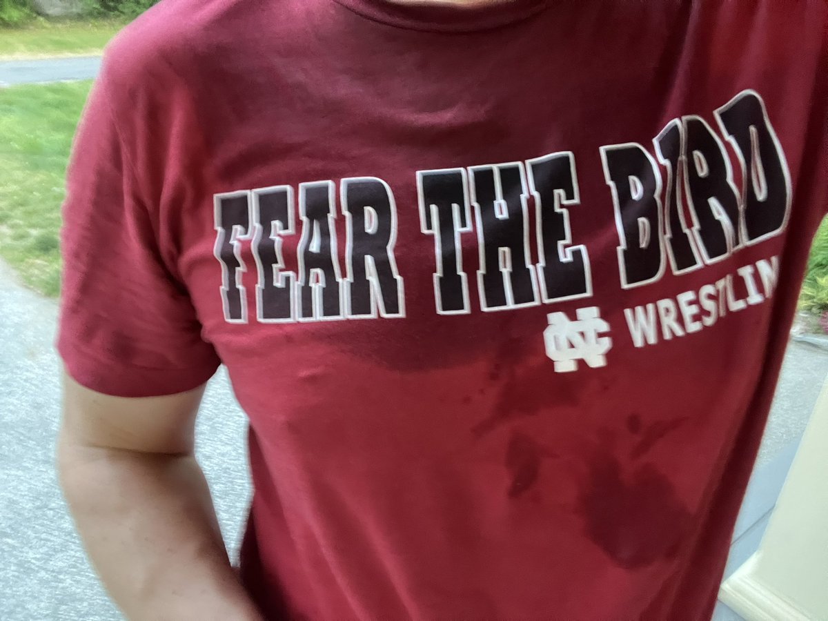 Couldn’t look my homeboy @CoachNortonNCC in the eye if I didn’t  put some sweat in this #FearTheBird beauty from @NCCwomensWR @NCCwrestling. #WrestlingShirtADayInMay