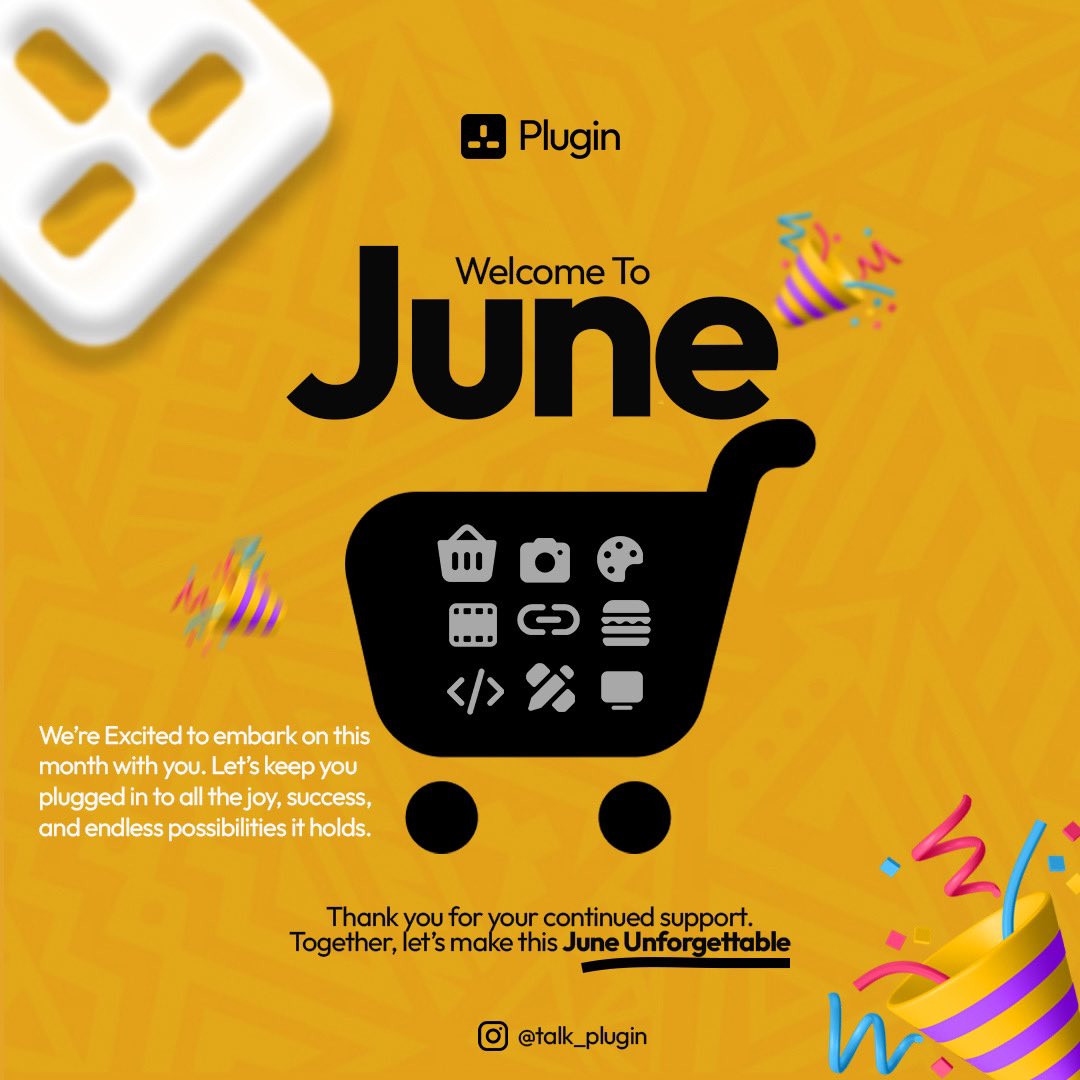 Welcome to June. 💃🏻💃🏻

Thank you for making the month of May a great one.

We are excited to embark the month with you by bringing everything / service closer to you. 🛍🛒

Plugin, your number one store for everything you need.