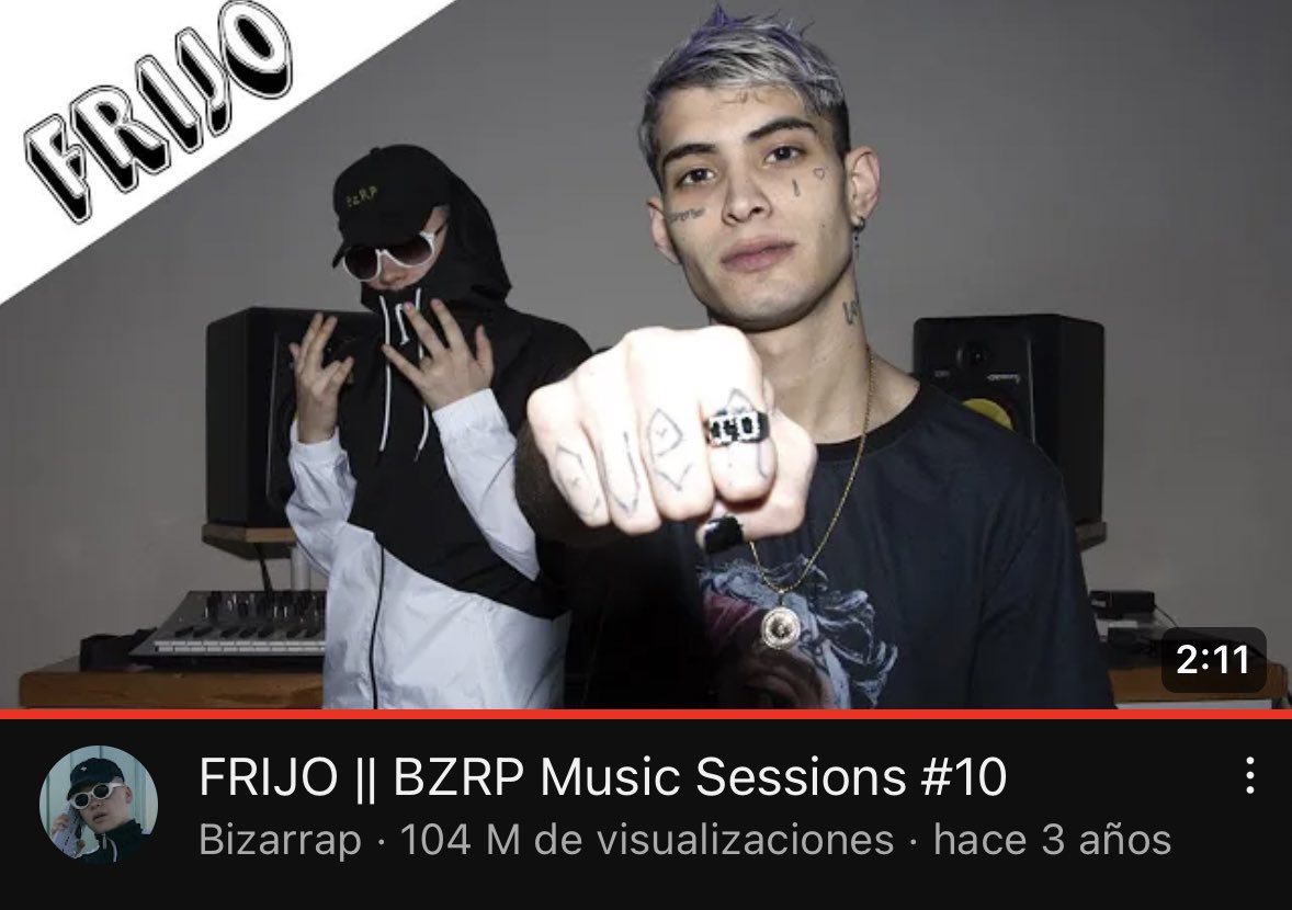Breve recordatorio de que vamos por la Bizarrap Session número 55 y siguen sin superar la de Frijo, saludos