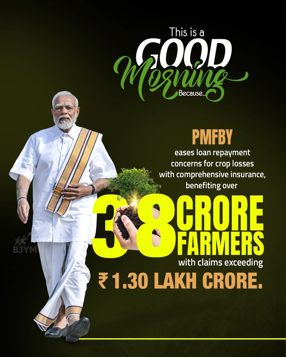 Kudos to the Modi Government for safeguarding our farmers! 

The <a href="/narendramodi/">Narendra Modi</a> Government's Pradhan Mantri Fasal Bima Yojana: For every Rs 100 premium paid by farmers, they've received about Rs 514 in claims. Since its launch in 2016, it's reached around 38 crore applications