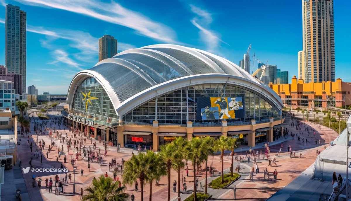 OCPDesigns's tweet photo. Using AI to give the Rays a stadium in downtown Tampa part 2. 

Thoughts? https://t.co/P8jEZIjsvW