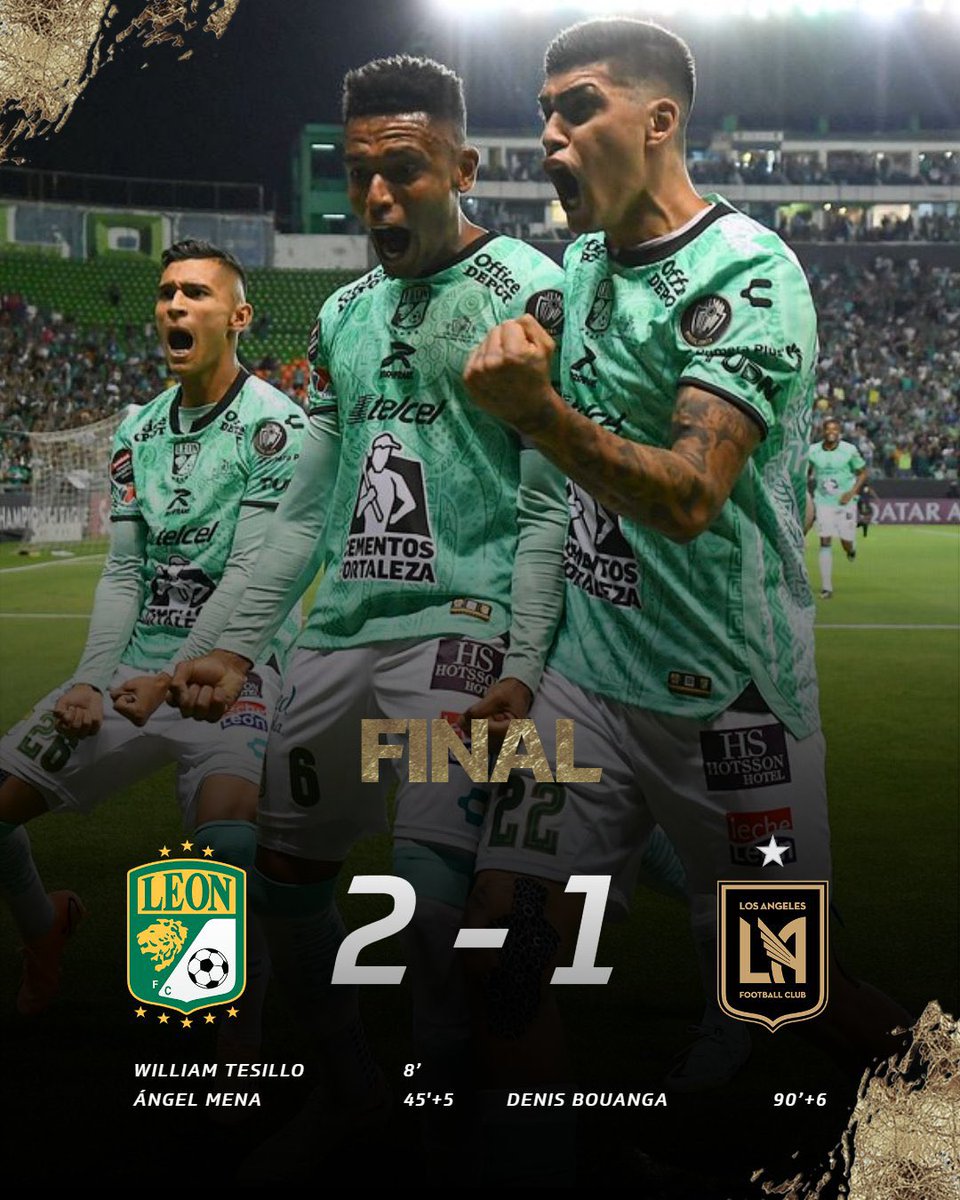 EdwinFajardoFH's tweet image. #SCCL2023 | #LEÓN DIO EL PRIMER GRAN PASO!

El equipo de Nicolás #Larcamón venció 2-1 al #LAFC en la ida de la final de la CONCACHAMPIONS con arbitraje del guatemalteco Wálter López!

⚽ Goles de 🇨🇴 William Tesillo, Ángel Mena. Descontó Denis Bouanga!

La revancha, este domingo!