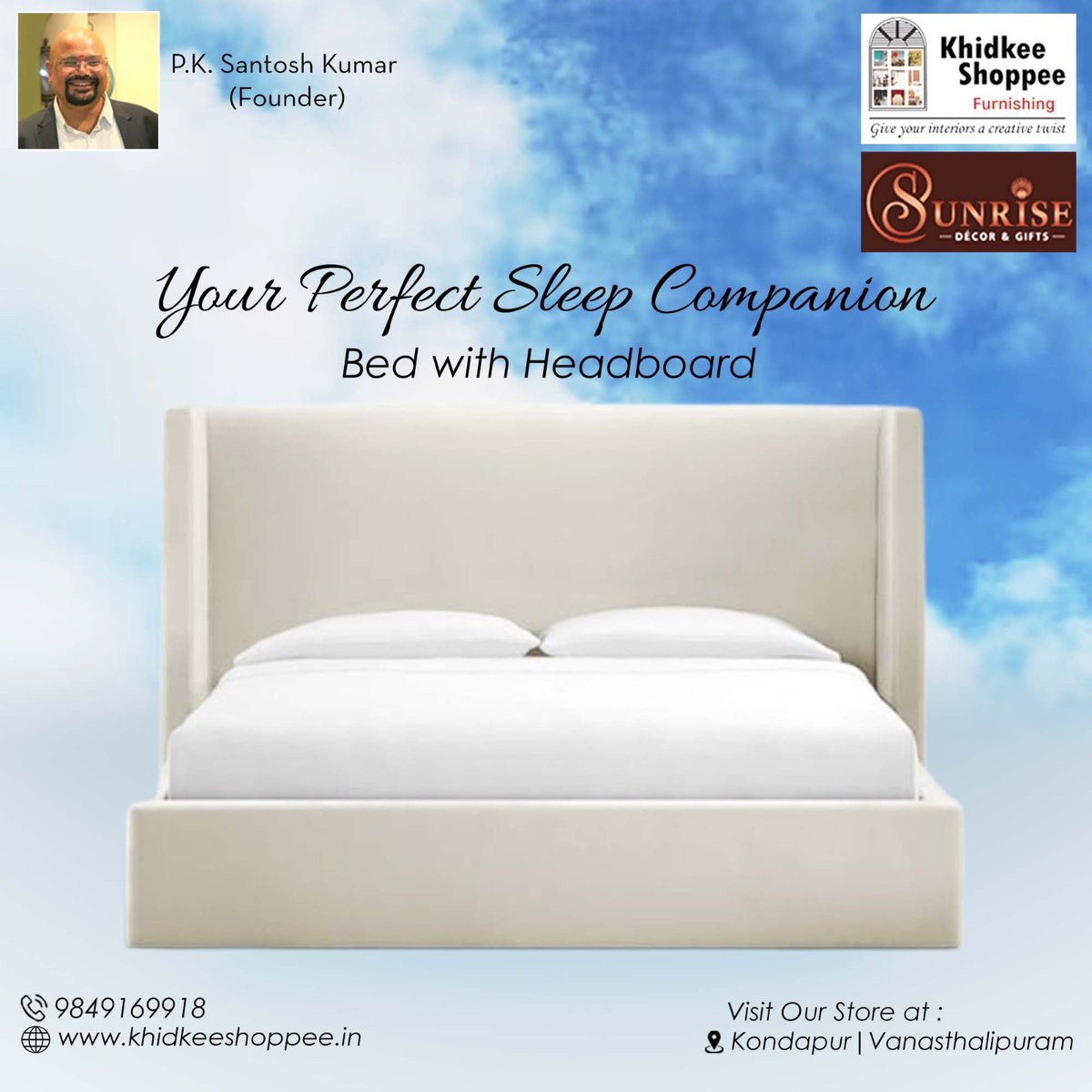 Discover Dream Beds at Khidkee Shoppee! Elevate your sleep game with comfort and style. Visit us now!
 
#KhidkeeShoppee #homedecor #homefurnishing #bedroomdecor #PamperYourself #bedroom #bedtime #bedifferent #bedroomgoals #bedsheets #bedroomstyle #SleepWell #kondapur #Hyderabad