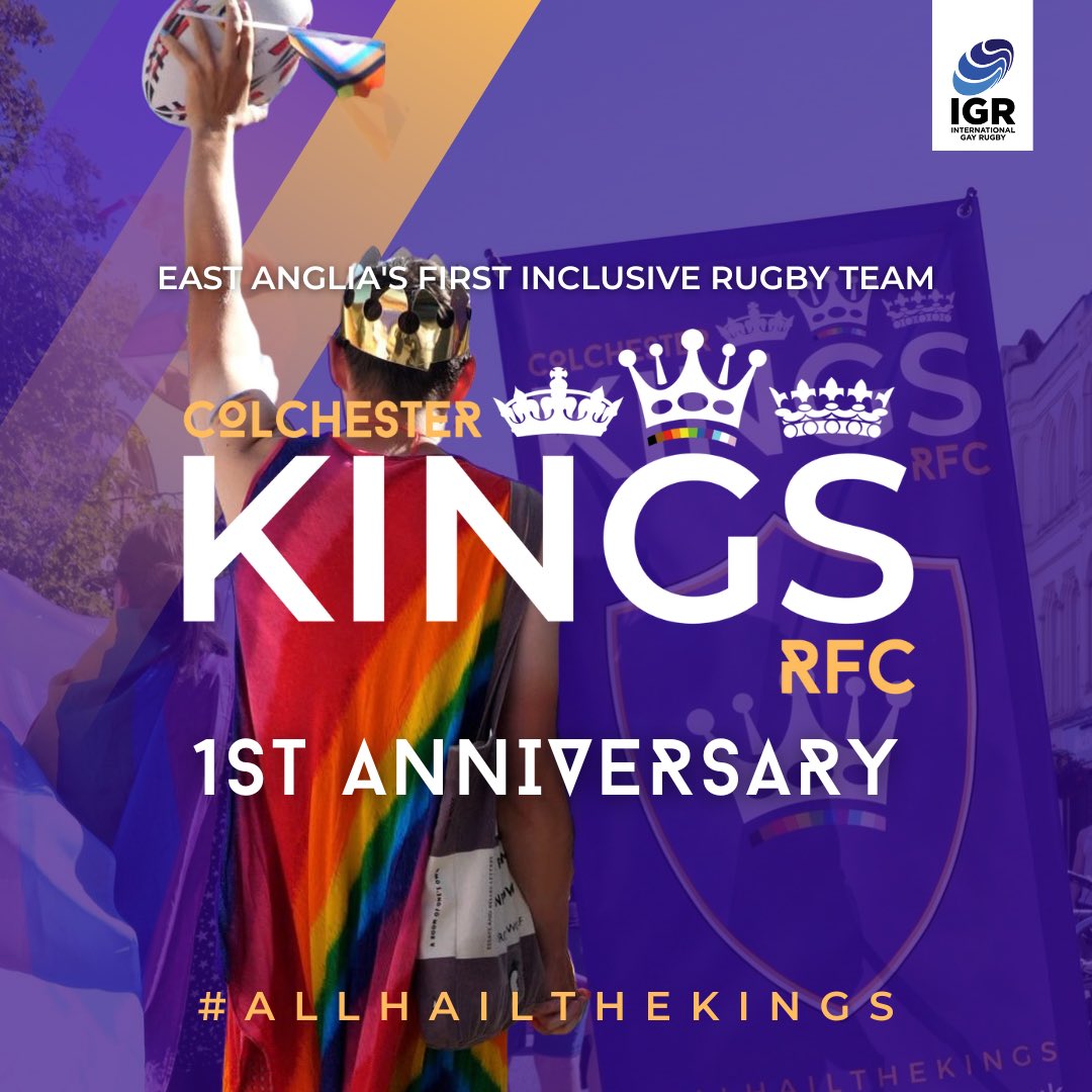 🎉KINGS 1ST ANNIVERSARY 🎉

It’s been exactly a year since our very first taster session and the first Kings walked on to the field!

There’s no better way to start #pridemonth than starting with a celebration of our 1st year as a team.

#inclusiverugby #colchester #rugbyforall