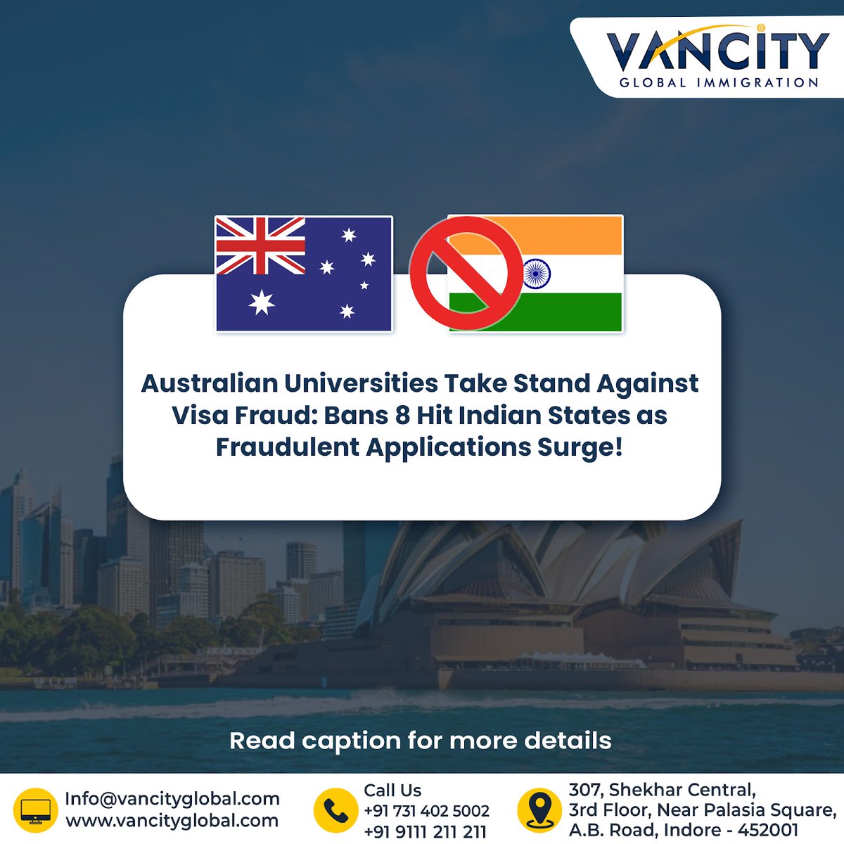 VancityGlobal's tweet photo. Australian Universities Combat Visa Fraud Surge: Bans Imposed on Indian States as Four Applications Deemed 'Fraudulent'  by Department of Home Affairs. Concerns over the Rise in Fraudulent Visa Applications Lead to Intake Restrictions in Punjab, Haryana, Gujarat, and More. https://t.co/u09n7YGDnr