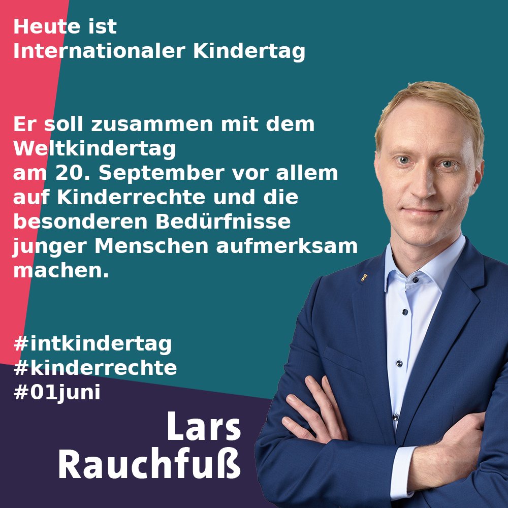Heute ist
Internationaler Kindertag

Er soll zusammen mit dem 
Weltkindertag 
am 20. September vor allem
auf Kinderrechte und die 
besonderen Bedürfnisse  
junger Menschen aufmerksam 
machen.

#intkindertag 
#kinderrechte
#01juni