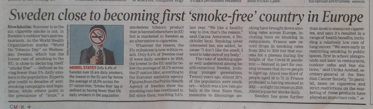 Well Done #Sweden @Sweden
#WorldNoTobaccoDay2023 resolution.
A #Swedish revolution.
V wish
#TobaccoFree #Stockholm 
Congratulations @SwedishPM.
#World,welcome #smokefree forward.
@SwedeninIndia 
#Tobaccocontrol
#TobaccoFreeGeneration 
#WeNeedFoodNotTobacco.