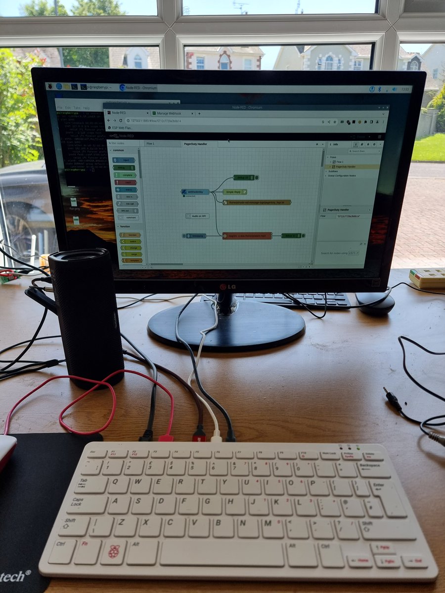 My <a href="/pagerduty/">PagerDuty</a> alarm setup using <a href="/NodeRED/">Node-RED</a> and <a href="/webhookrelay/">webhookrelay</a> on an <a href="/Raspberry_Pi/">Raspberry Pi</a> 400 is working beautifully. 

No more Android reliability issues.

Would love analogue audio out on the Pi 500.