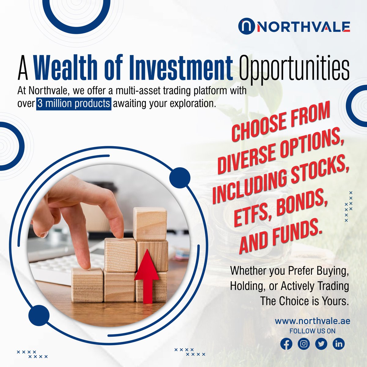 Explore over 3 million #investment opportunities, including #stocks, #ETFs, #Bonds, and #funds. 

The power to choose is in your hands. 
Start #investing today! northvale.ae

#WealthInvestment #eTrading #TradingPlatform #stockmarkets #trading #StocksToBuy #northvale