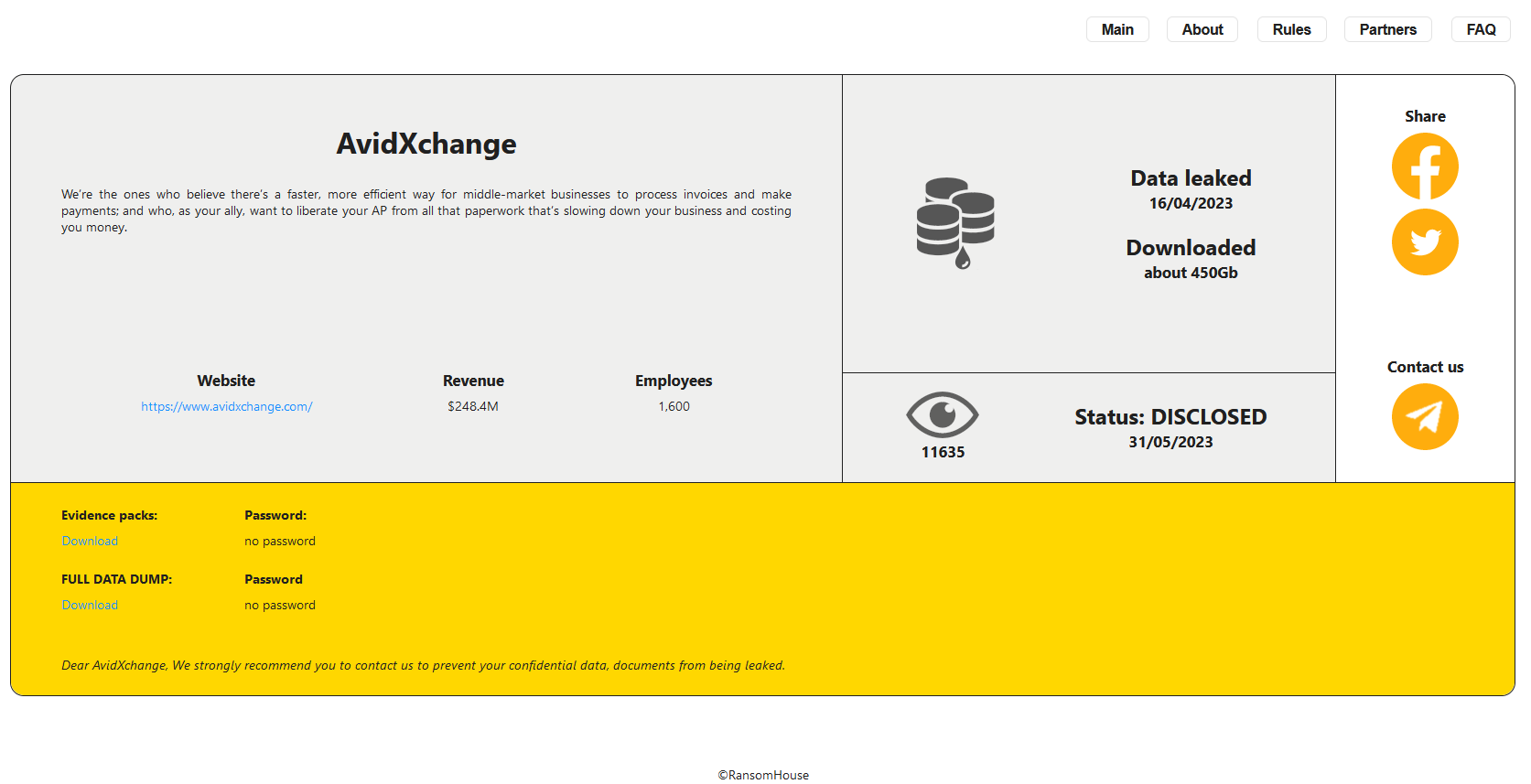 AvidXchange veri sızıntısı