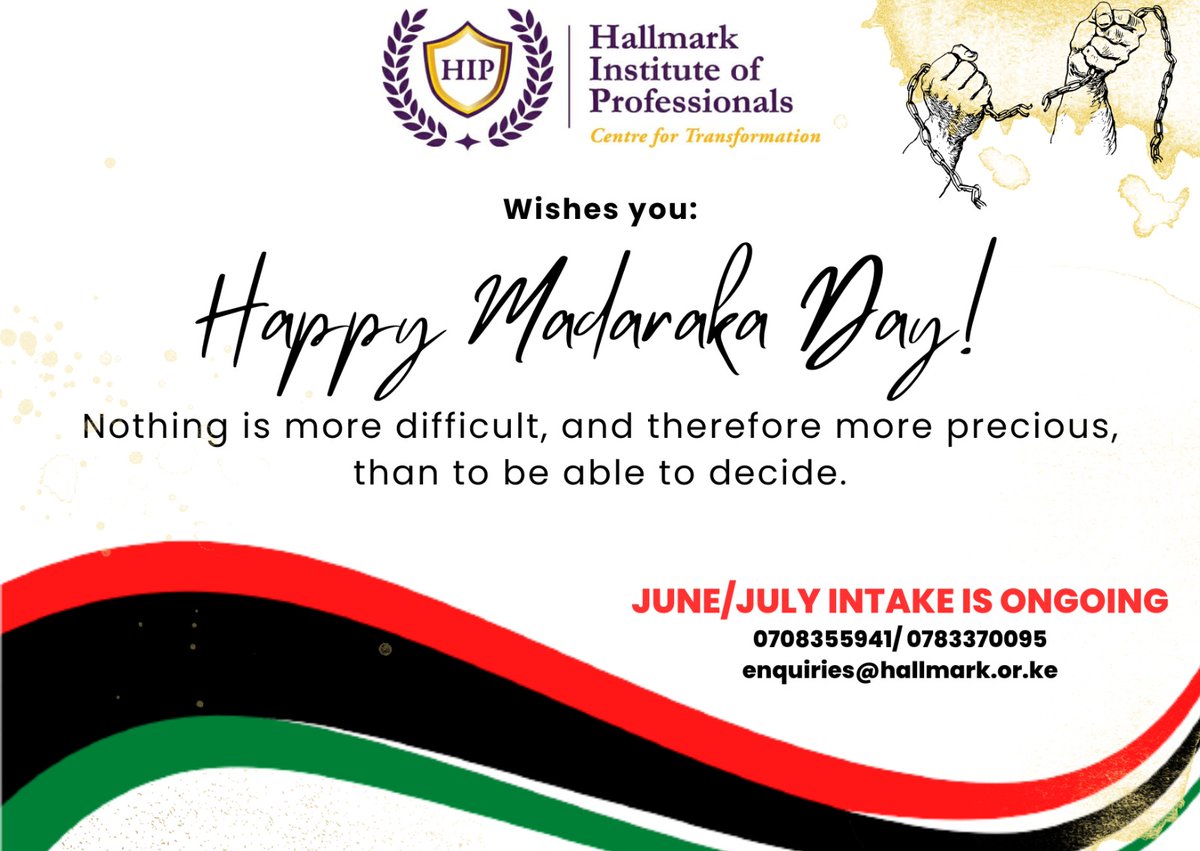 Embracing Unity, Celebrating Freedom: Happy Madaraka Day!

#education
#Nairobi
#KenyaMilele
#learning
#Students
#college
#mpesa
#university
#Onlineclasses
#MadarakaDay2023