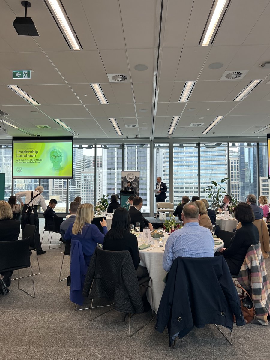 Thank you to the Lord Mayor, @sallycapp for joining us at an exclusive MCC Leadership Luncheon. 

The Lord Mayor shared some exciting plans for the future of our city.

Thanks to our event partner, @PitcherPartner for hosting us and sponsoring the lunch.