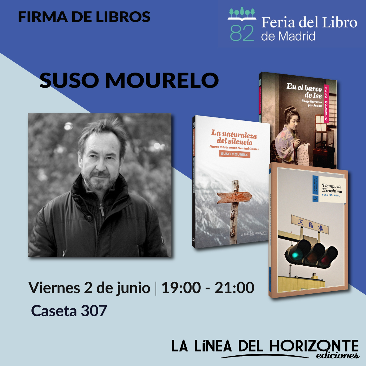 Suso Mourelo (@SusoMourelo) estará firmando sus libros mañana en la @FLMadrid.  
¡Os esperamos en la caseta 307! 

#LaLíneadelHorizonte #FeriaDelLibroDeMadrid #flmadrid2023 #autoresLDH #FLMadrid23 #editoriallineahorizonte #elviajeysusculturas #literaturadeviajes