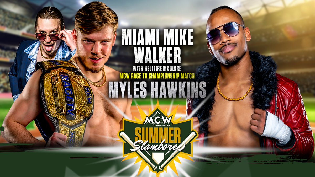 The #MCWRageTV Title is on the line when we return to Southern #Maryland and the Hollywood VFD🚒 on Saturday July 8th for #MCWSummerSlamboree 2023 🔥

Get Tickets Here 👉 linktr.ee/MCWProWrestling to see @Mike_Walker_30 defend his title against the @TheMylesHawkins‼️
