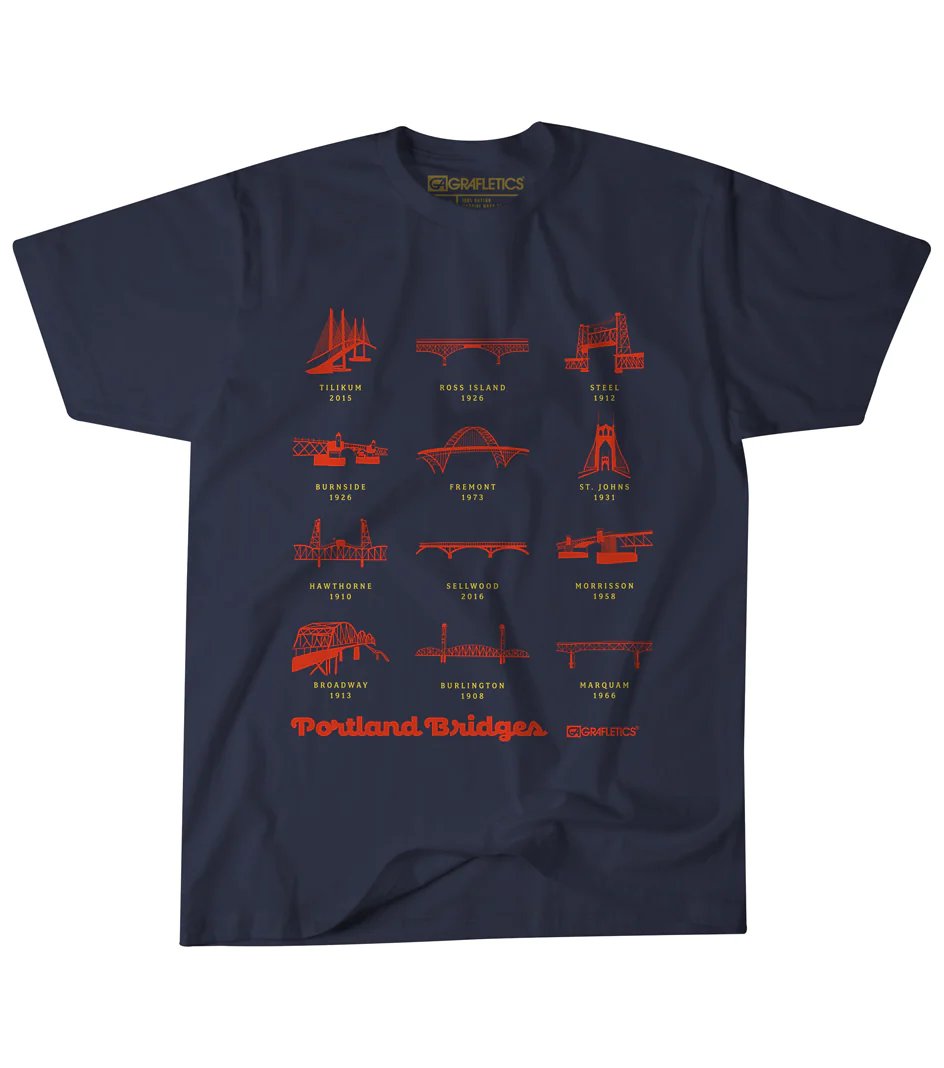 Portland Bridges Tee! Which is your favorite? 
(there are wrong answers)
grafletics.com/products/portl…