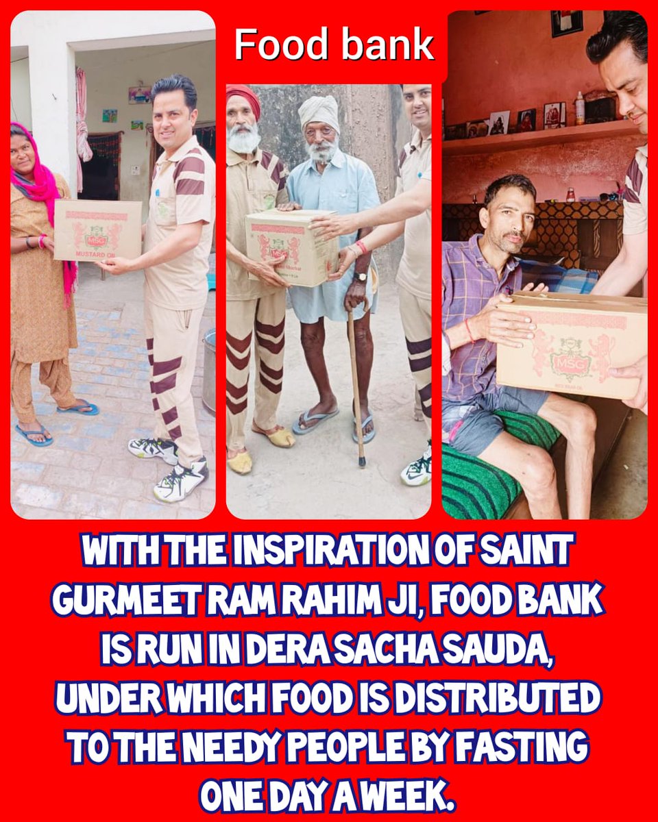 To eliminate the problem of hunger of #FeedTheNeedy  Dera Sacha Sauda maintains a Food Bank where people donate by keeping fast for a day. In this selfish era the devotees of dera sacha sauda are helping destitute on the pious inspiration of Saint Gurmeet Ram Rahim  Ji.