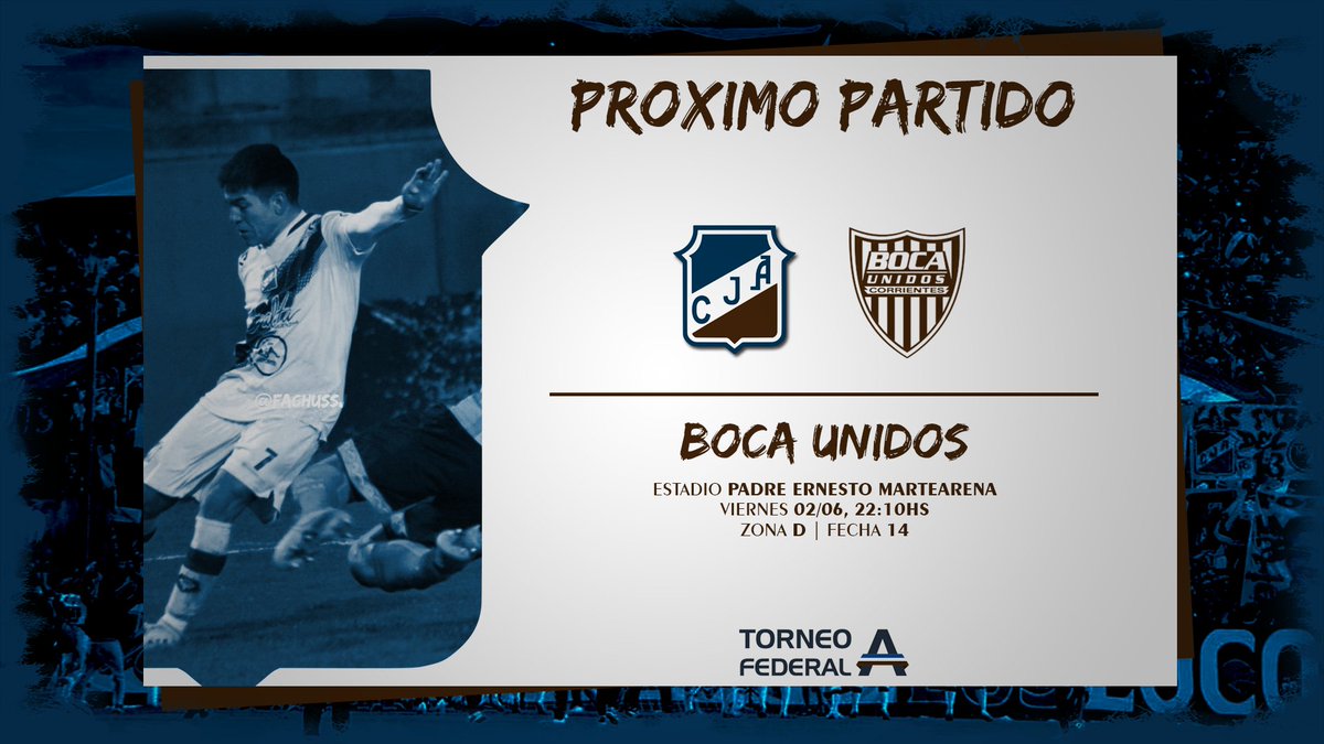 🏆 | Torneo Federal A - Zona D

📅 | Viernes 02/06.
🆚 | Boca Unidos.
⏰ | 22:10hs.
🏟️ | Estadio Padre Ernesto Martearena.

#VamosAntoniano #JuventudAntoniana