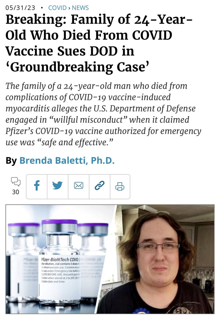 George Watts Jr, was 24 when he died from vaccine-induced myocarditis.  His family is now suing the Department of Defense.

“The DOD intentionally, without justification and with disregard for the risks, misrepresented an experimental vaccine as ‘safe and effective’ when it could…