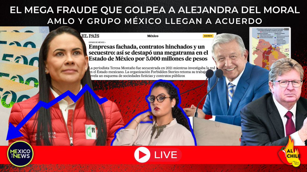 #ENVIVO | AL CHILE 
💥 Ale del Moral cancela todo tras destaparse mega fraude
💰 AMLO y Grupo México llegan a acuerdo
🧨 Morena desmiente desbandada al PRI en Coahuila
🍷 ¿Diputado de Morena andaba 'borolas'? 
youtube.com/live/JtASnkDD3…