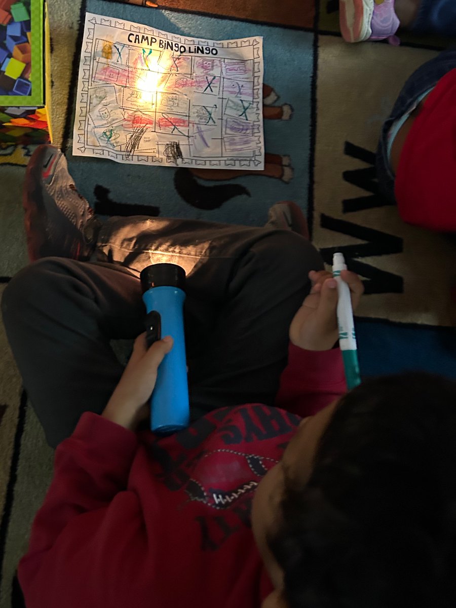 Today for Camp (C) Day in our countdown we had a blast! We are s’mores, played math memory by the camp fire and even played bingo using flashlights. #2moredays