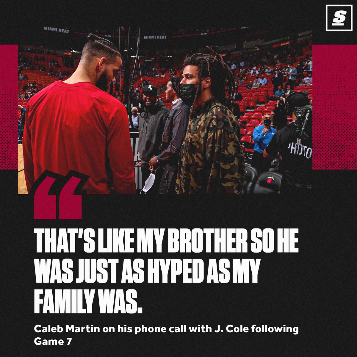 J. Cole was AMPED for Caleb Martin after his big Game 7 performance. 🔥