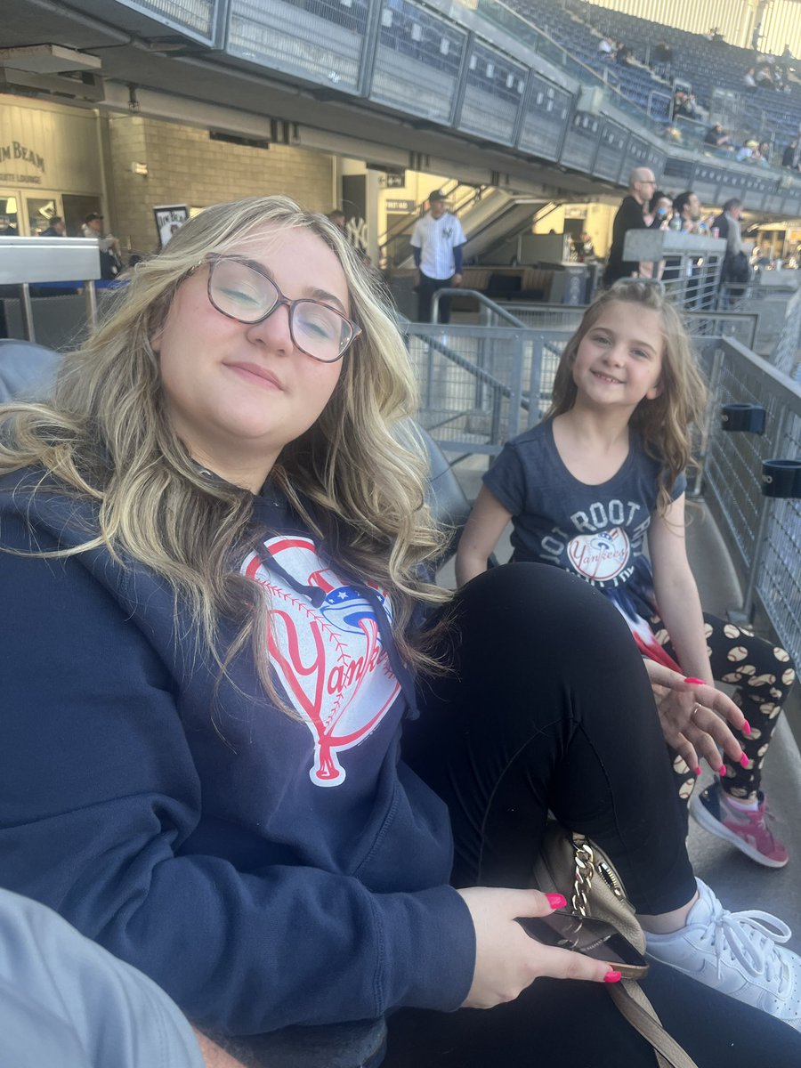 My daughter Sabrina & Mia at their first game this year and Mia’s 2nd Yankee game ever. 
@SBanchetto 
#ToyotaPinstripePride
