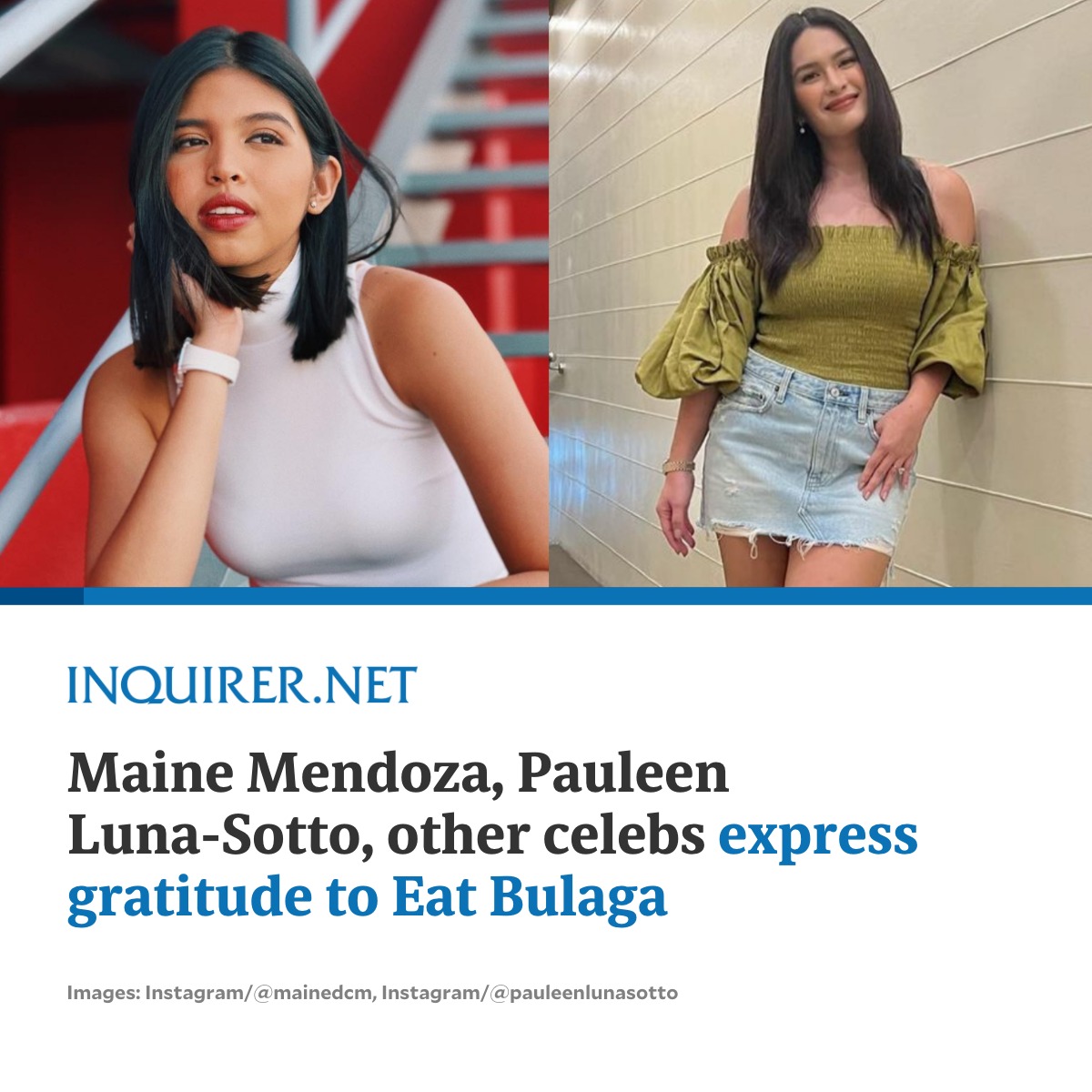 Eat Bulaga” hosts Maine Mendoza and Pauleen Luna-Sotto were among the  celebrities who lamented the departure of the long-running noontime show  from blocktimer production company TAPE, Inc. READ: https://t.co/jA3Agw5Nag, image size:1200x1200