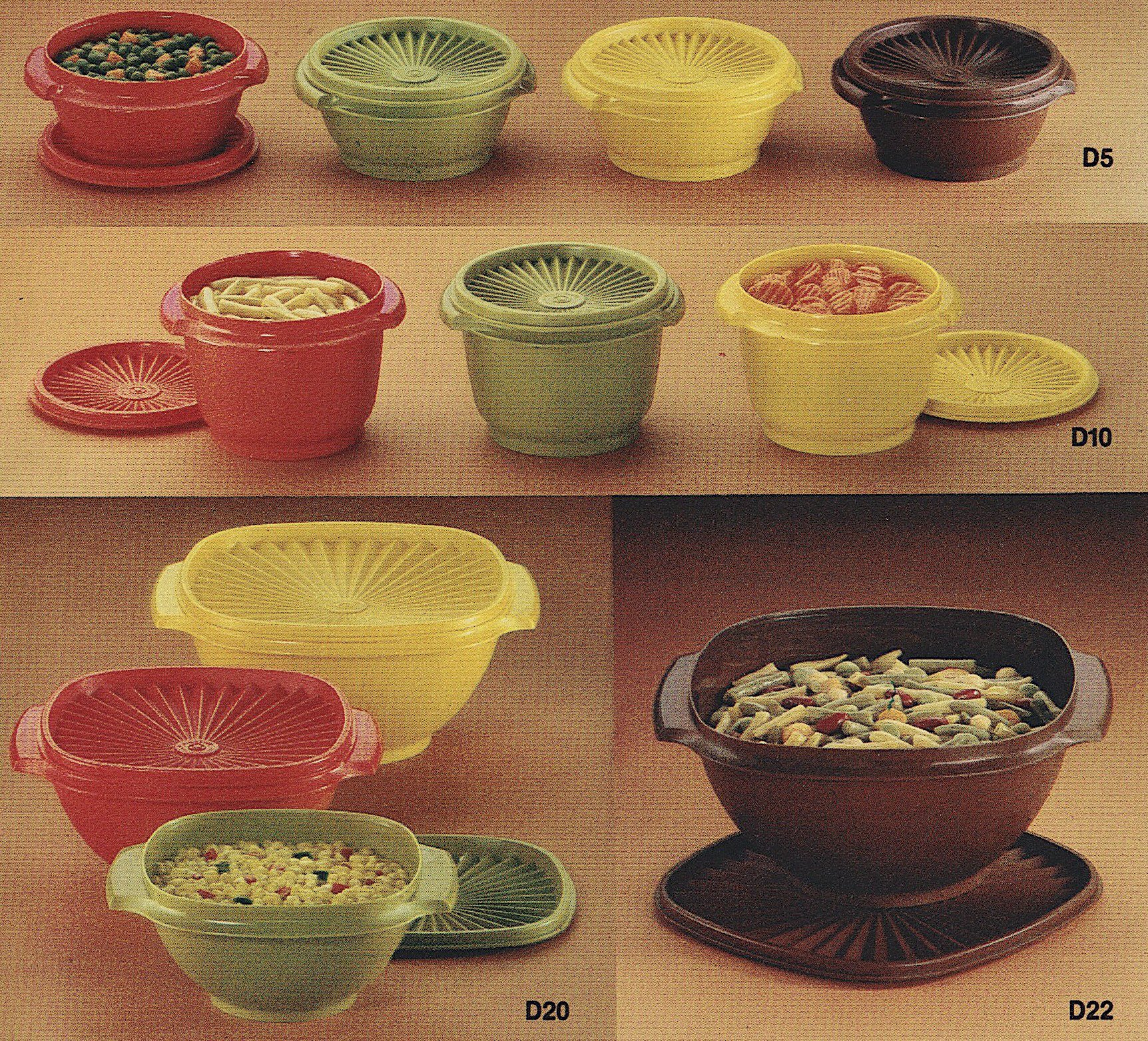 Pair of Large Vintage Tupperware Bowls with Lids