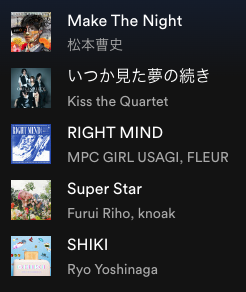 akiohira's tweet photo. 🆕6月のプレイリスト今月最初の5曲📷🎶オススメ曲です聴いてね📷#Spotify #Akispickup
#MakeTheNight #松本曹史 #いつか見た夢の続き #KisstheQuartet #RIGHTMIND #MPCGIRLUSAGI #FLEUR #SuperStar #FuruiRiho #knoak #SHIKI #RyoYoshinaga
https://t.co/CsVdrtXjb9 https://t.co/myokvnBe4t
