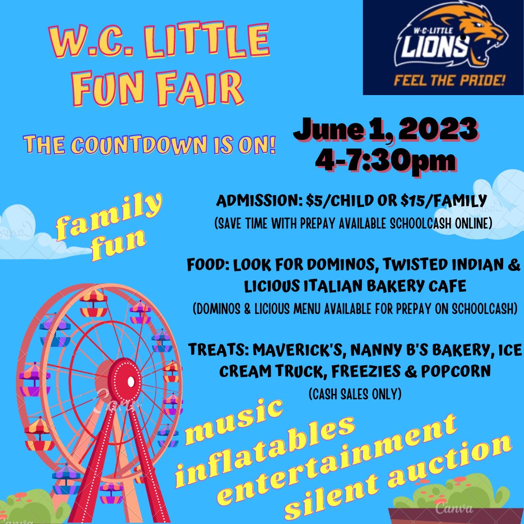 Join us Thursday evening for our W.C Little Fun Fair! Bring the whole family!