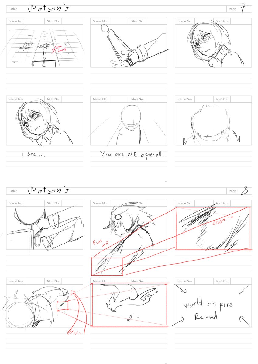 Looking back at these, I actually sketched a bunch of versions for the ending in my head and ended up with what you saw.