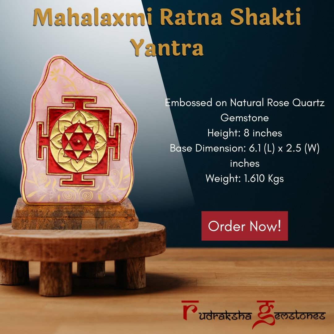Mahalaxmi Ratna Shakti Yantra
Height: 8 inches
Base Dimension: 6.1 (L) x 2.5 (W) inches
Weight: 1.610 Kgs 
visit for more :rudraksha-gemstones.com/mahalaxmi-ratn…

#yantras #yantra #sacredgeometry #meditation #mandala #sriyantra #mandalas #mantra #reiki #yoga #ratna #jyotish #astrologer #success