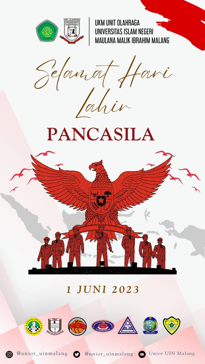 Kami segenap Keluarga Besar UKM UNIOR mengucapkan: 

SELAMAT HARI LAHIR PANCASILA 1 JUNI 2023! 

Teruskan cita-cita pendiri bangsa, jangan sampai Pancasila menjadi legenda semata. Semoga senantiasa dapat mengamalkan nilai-nilai Pancasila dalam kehidupan berbangsa dan bernegara.