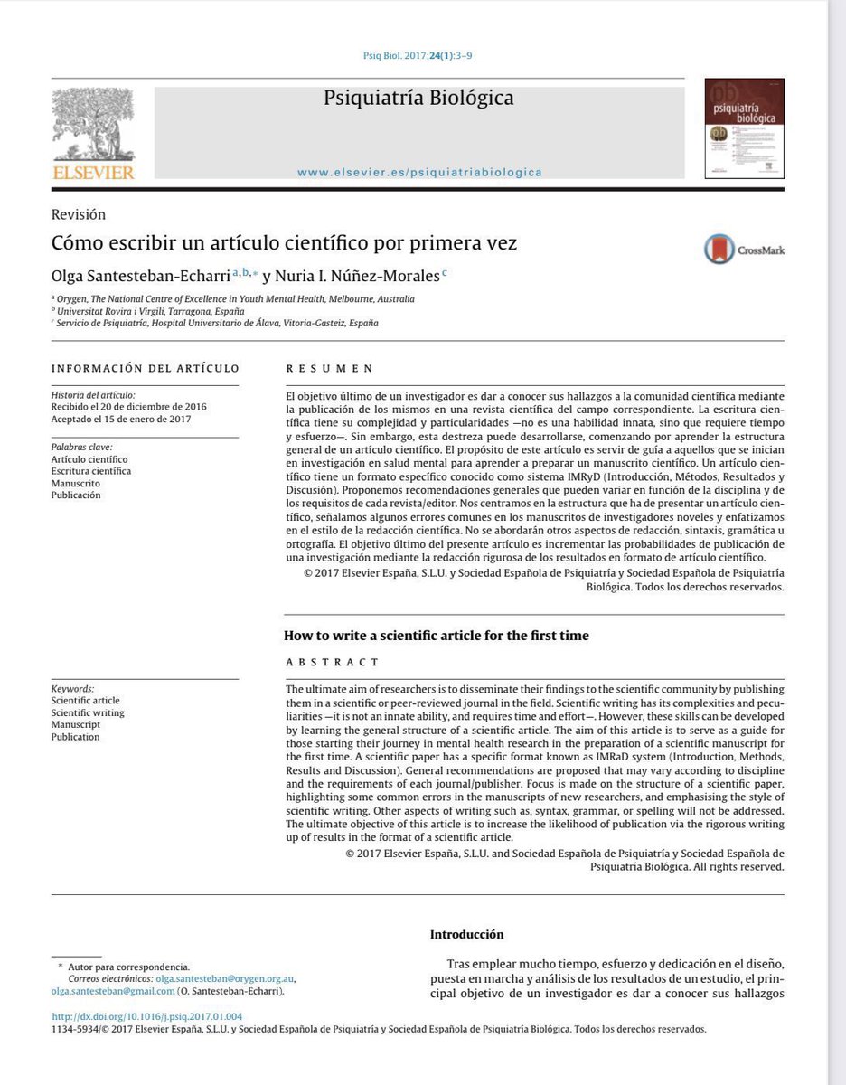 ¡No tiene idea de cómo escribir un artículo científico!

No se preocupe, este artículo en español, lo llevará de la mano #ciencia 

🫵🏽 researchgate.net/publication/31…