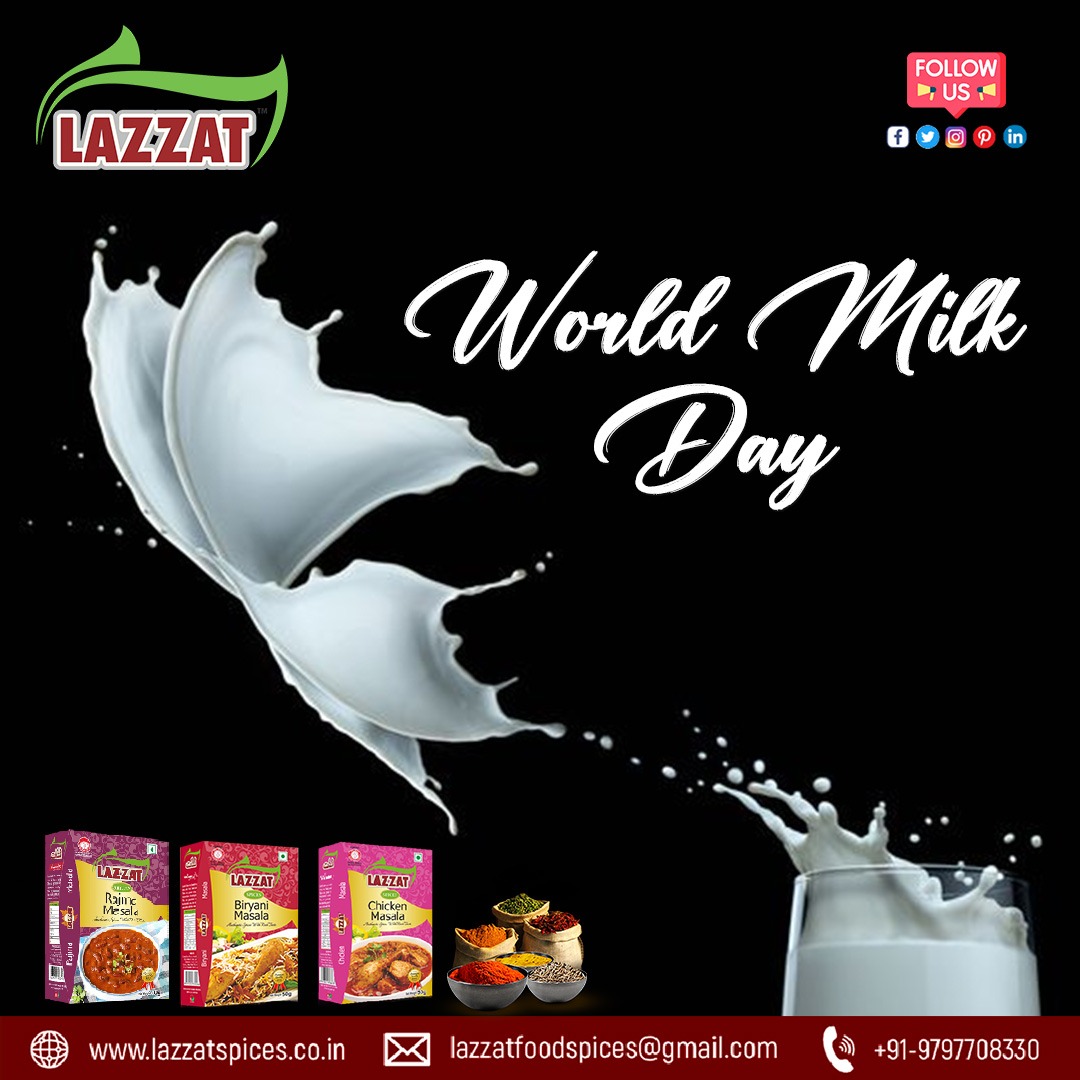 Wishing you a frothy and delightful World Milk Day! May every sip of milk bring you health, happiness, and strength.
🥛🐄🍼🍶🥤🧃🥛🌍🥛🎉
.
.
#WorldMilkDay #MilkDay #GotMilk #DairyLove #MilkPower #DrinkMilk #MilkLover #HealthyBones #lazzatspices #lazzatfoods #spices #indianmasala