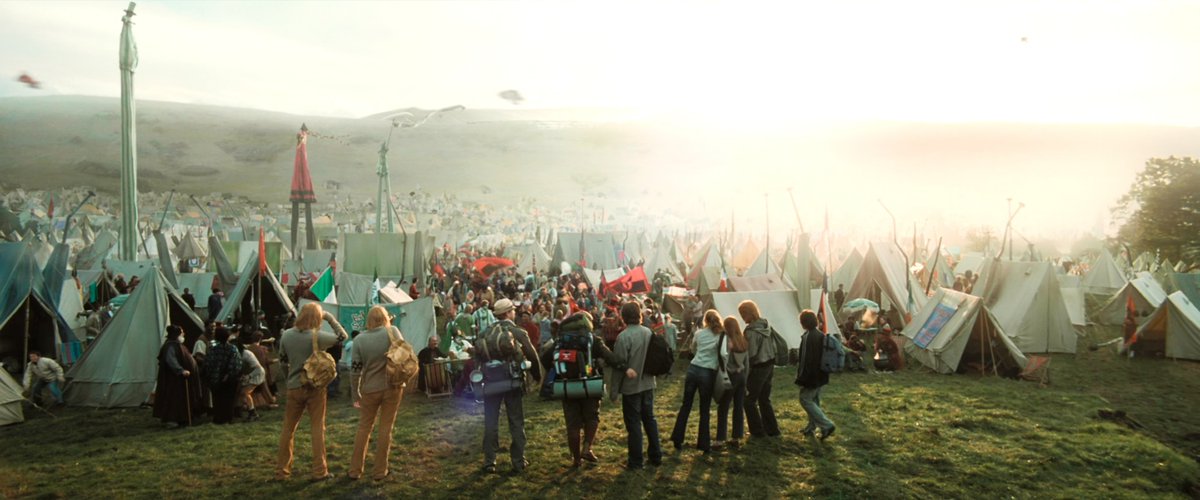 To create the Quidditch World Cup campsite, nearly 400 tents were sewn together in Delhi, India, and flown to England.