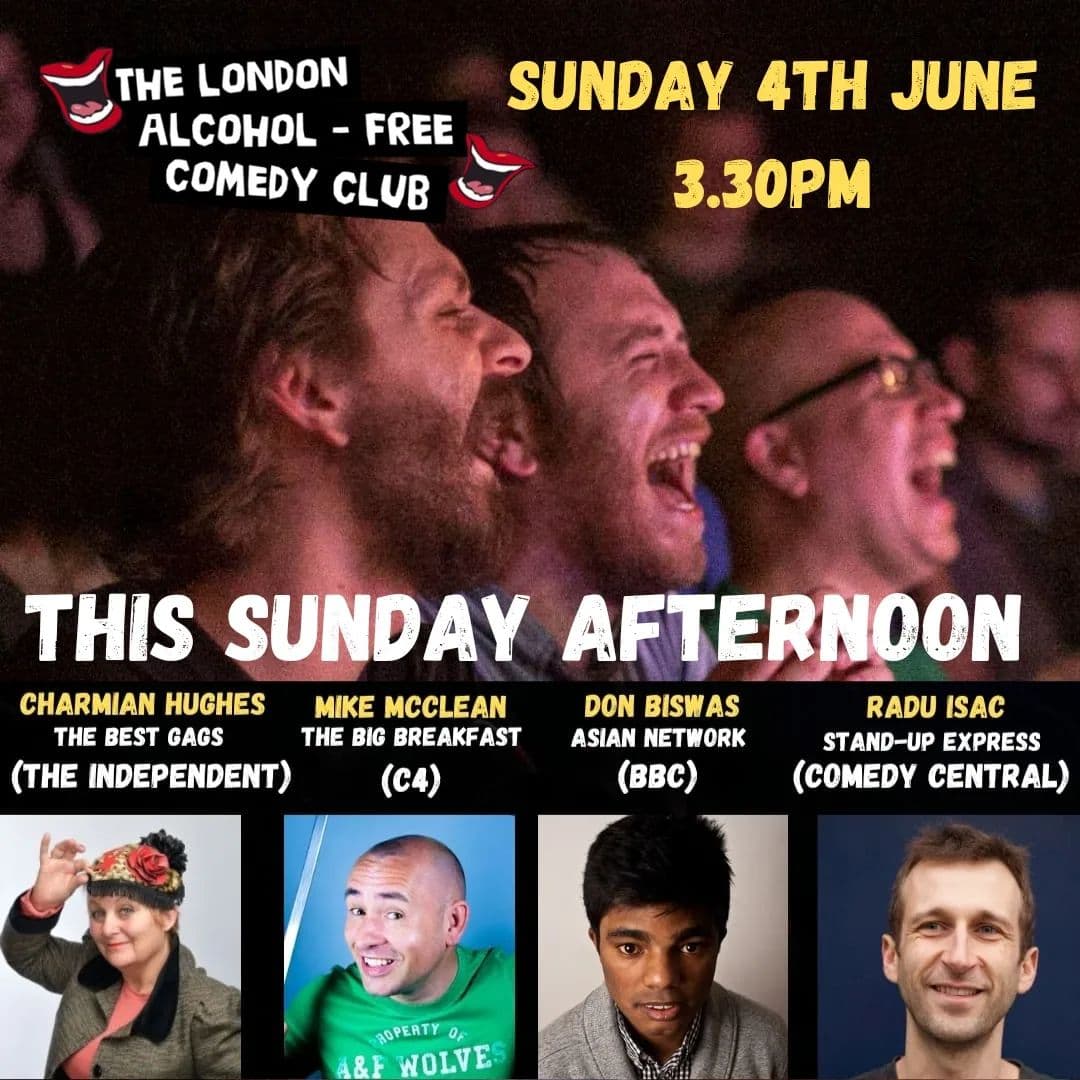 💥THIS SUNDAY AFTERNOON WE SOBER LAUGH OUT LOUD 💥
Enjoy a #alcoholfree afternoon out in #eastlondon @Backyard_Comedy 👌.
#wellness #wellbeing #london #londoncomedy #soberlondon #soberevent #RecoveryPosse #healthylondon #londonlife #londoncomedy #lol