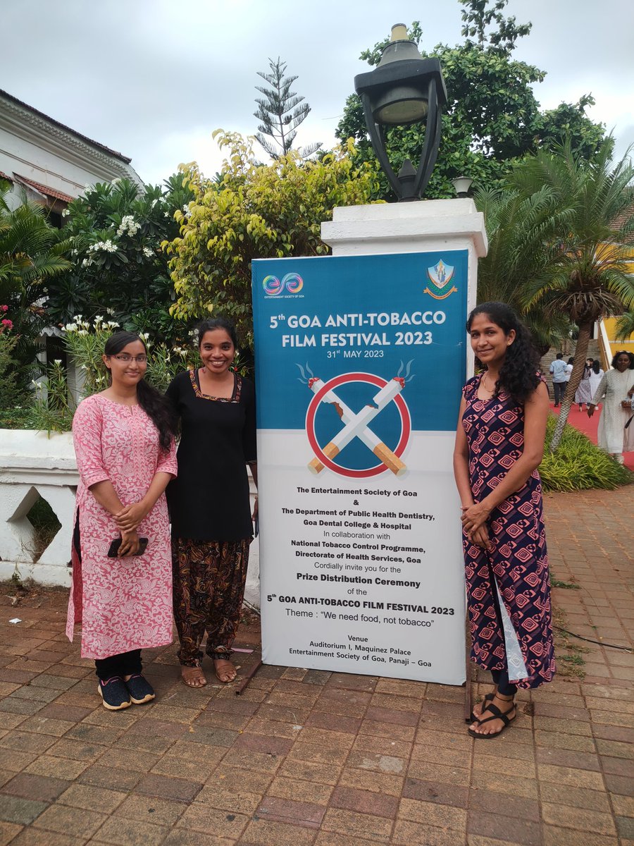 Celebrating a tobacco-free future at the 5th Goa Anti-Tobacco Film Festival 2023! Our team came together to spread the message of 'We need food, not tobacco.' Missing one member but united in our mission. #TobaccoFreeGoa #FilmFestival #FoodNotTobacco'