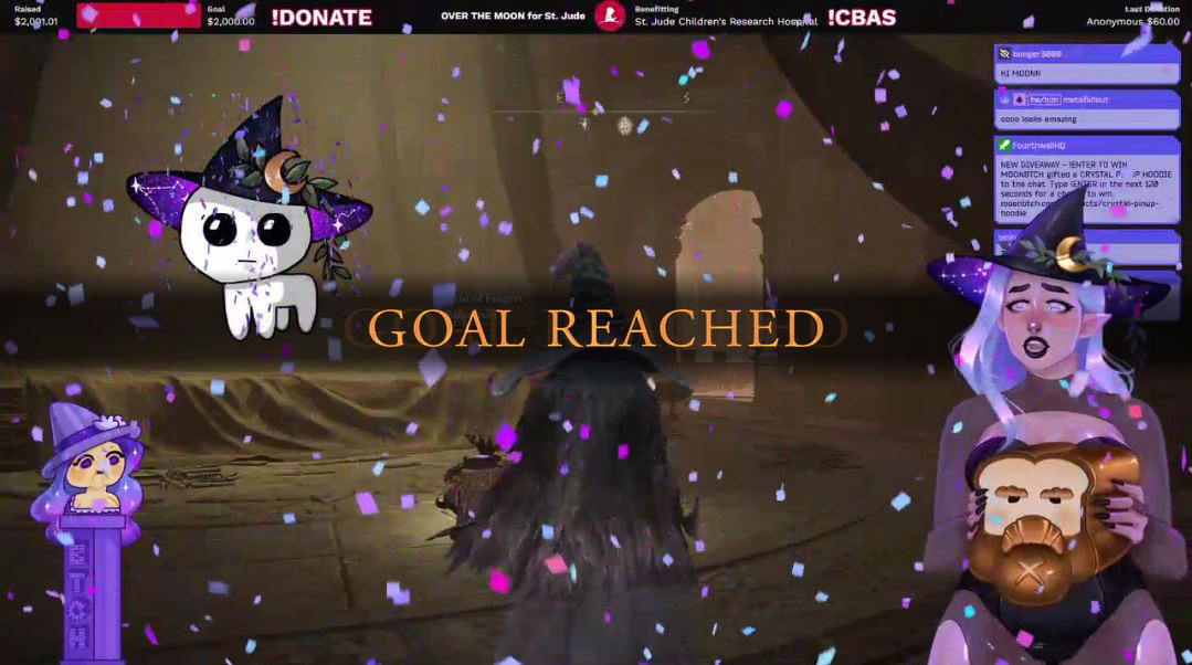 MOONBTCH's tweet photo. OUR GRAND TOTAL IS IN! The commoonity raised $2,131.01 for @StJudePLAYLIVE with Creators Big and Small! And to top it all off, Grandma Moon has been crowned Elder Lord 🧙♀️
What a perfect finale to a month long campaign! So proud to have been a part of #CBASforStJude 🔥 https://t.co/cZETVmYcHe