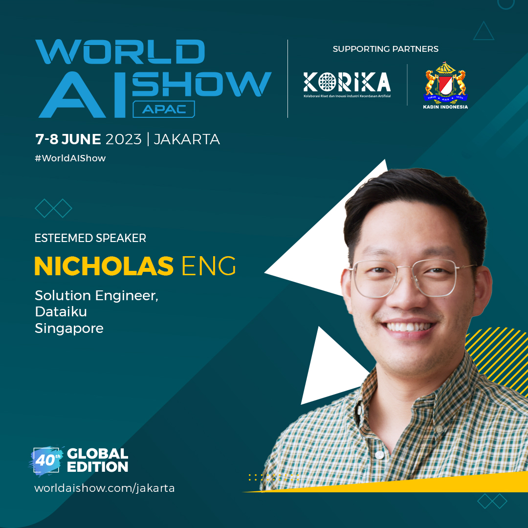 Don't miss out on the opportunity to learn from Nicholas Eng at the World AI Show, Jakarta.  

Join the conversation by booking your slots today #WAISJakarta: hubs.li/Q01RKr-P0 

#Trescon #WorldAIShow #TresconAI #AI