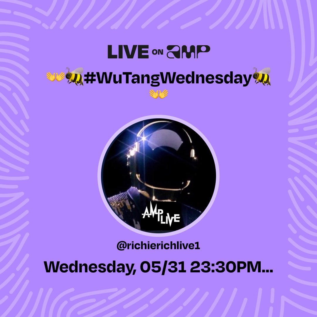 My Amp show, 👐🐝#WuTangWednesday🐝👐, is live. Don't miss it! Tune in!
live.onamp.com/fPYUGkpygAb