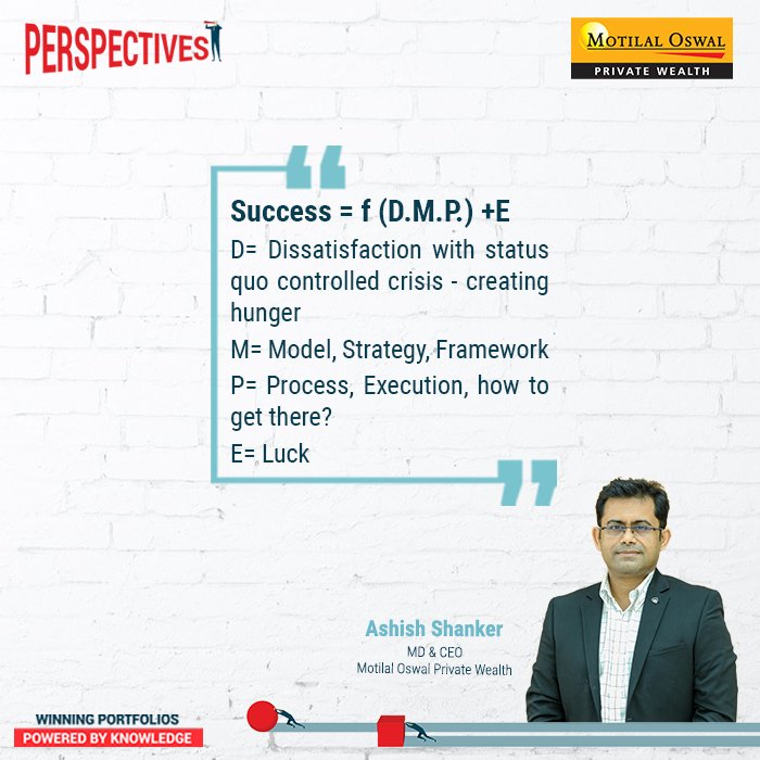 Our MD & CEO @AshishShanker7 shares the essential elements required to become successful.

#Perspectives #MotilalOswal #WealthManagement
