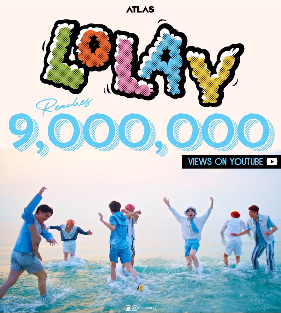 nicestoryy's tweet photo. Congratulation LOLAY 9,000,000 views on YouTube. 🎊
_
🌈ATLAS - LOLAY (โลเล) | Official MV 
🔗https://t.co/NSz6i1JZpQ

เย้!!!! เก้าล้านแล้ว สิบล้านอยู่อีกไม่ไกล แอทลาสและเอลิสเก่งสุดๆ

#MvLOLAY_ATLAS
#LOLAY #LOLAY9M
#ATLAS_TH #ATLASth
#NiceATLAS https://t.co/yGHQkxGEZw