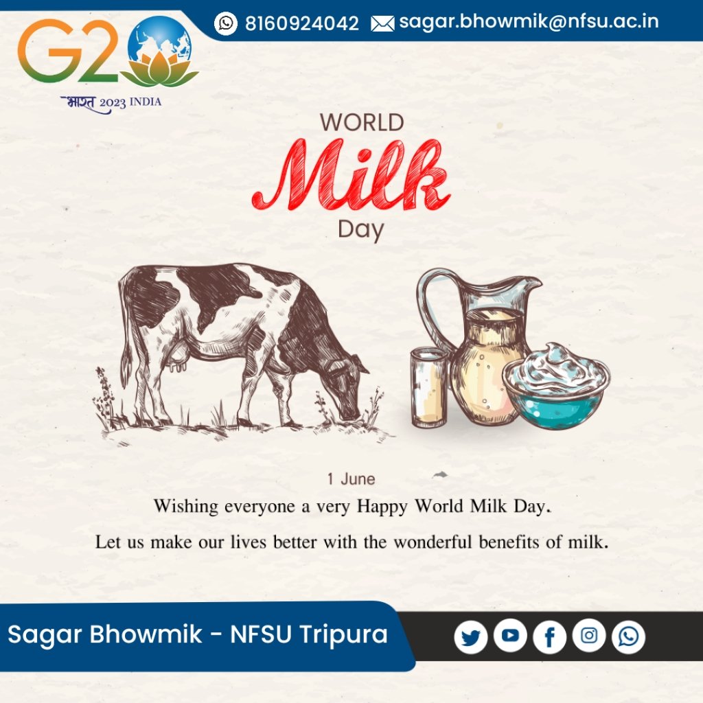 🥛 Happy World Milk Day! 🌍🐄 Milk is a nutritious powerhouse that fuels our bodies and minds. Let's raise a glass to the dairy farmers who work hard to provide us with this wholesome goodness. 🥛🙌 #WorldMilkDay #DairyDelights #MilkLove #NourishingBodies #HealthyHabits
