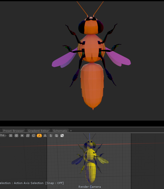 RFTobar's tweet photo. Fixed up the wings, legs, and rest of body. Next stream is texturing then fur. https://t.co/tBRfPpo5EP . #honeybee #twitch #twitchstreamer #3dart #modo #octane #postlowpoly #nftart #animalart #lowpoly https://t.co/D5t9KrT9hD