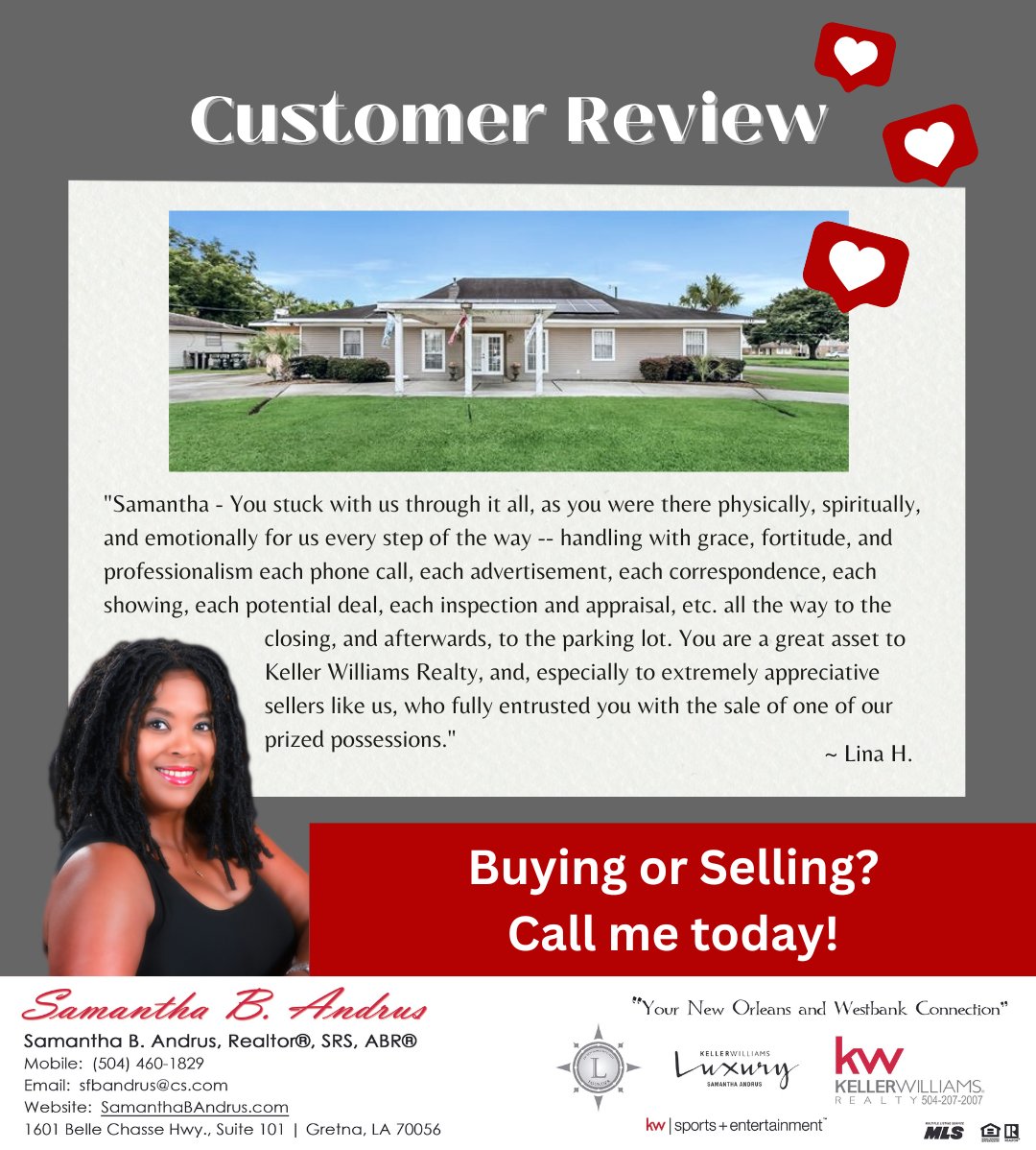 This is why I do what I do!  I love helping my clients achieve their goals.  If you're thinking of buying or selling, give me a call.

#justsold #SamanthaSellsNOLA #nola #neworleans #nolarealtor #nolarealestate #kellerwilliamsrealty #propertyspark #nolaliving #nolalife #wearekwse